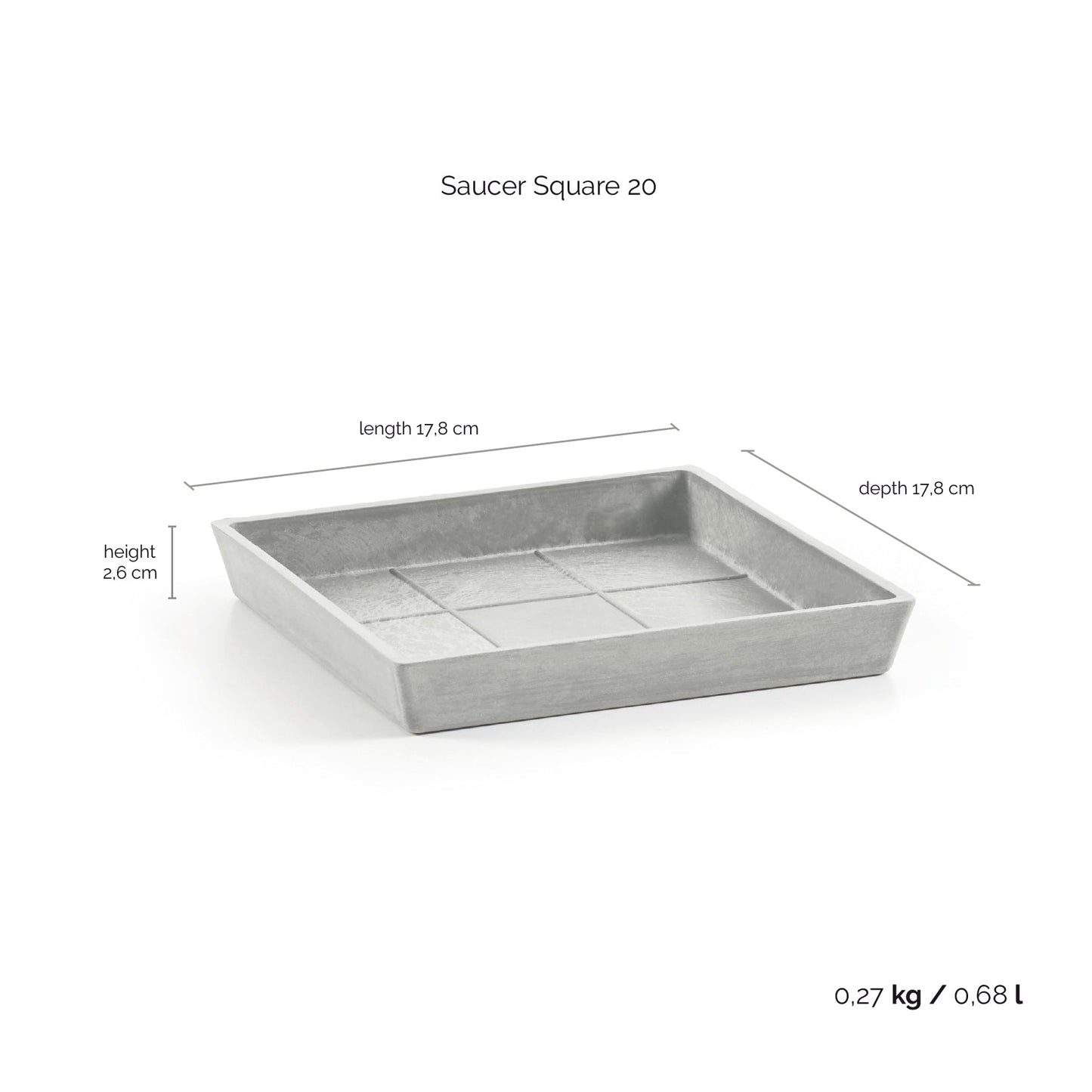 Kukkaruukku - Ecopots - Aluslautanen Rotterdam 20cm valkoharmaa - Ecopots - Uuden aikakauden kukkaruukku kierrätysmateriaalista