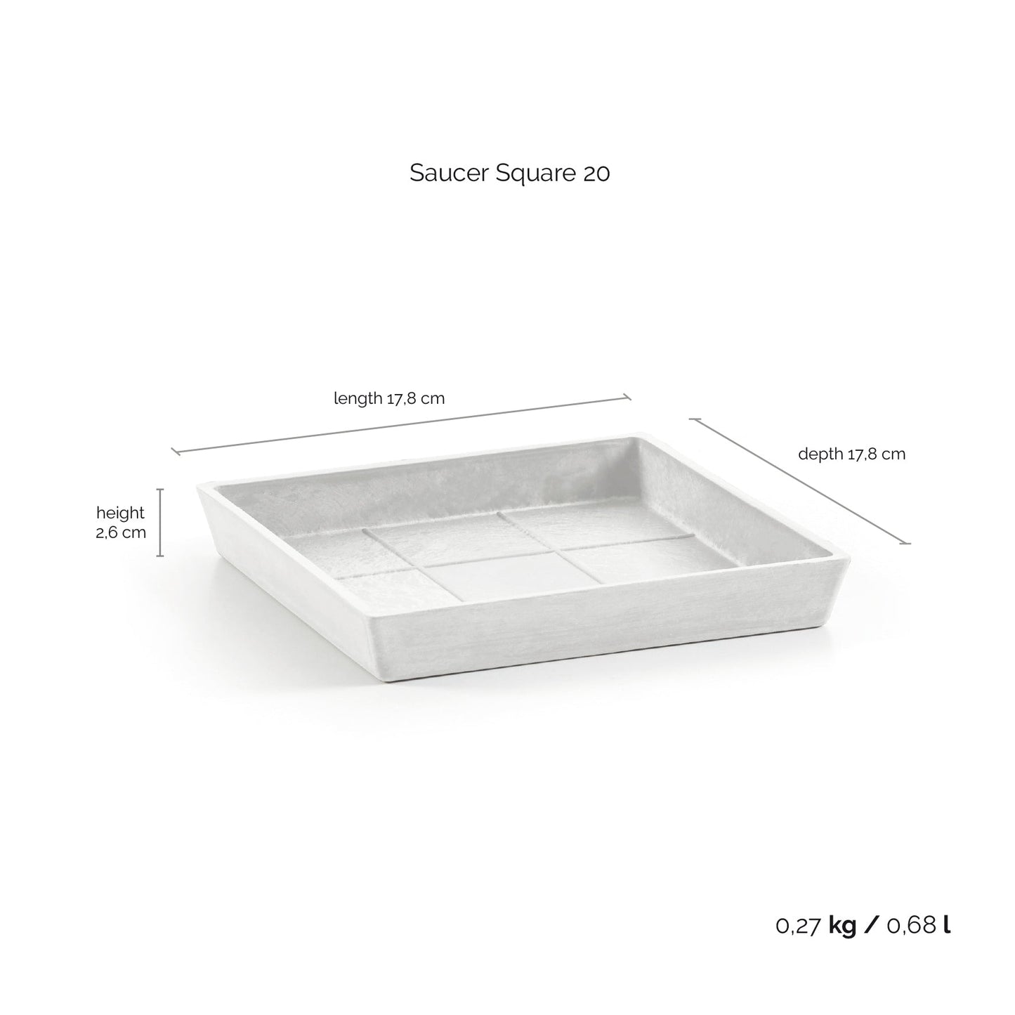 Kukkaruukku - Ecopots - Aluslautanen Rotterdam 20cm valkoinen - Ecopots - Uuden aikakauden kukkaruukku kierrätysmateriaalista