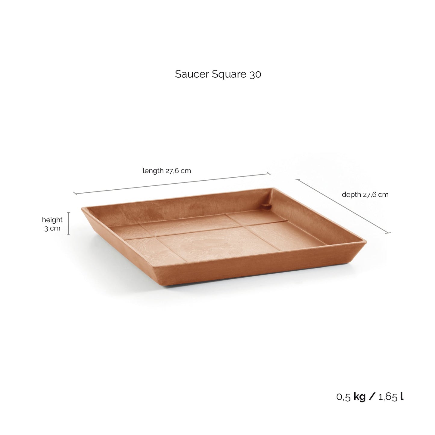 Kukkaruukku - Ecopots - Aluslautanen Rotterdam 30cm terracotta - Ecopots - Uuden aikakauden kukkaruukku kierrätysmateriaalista