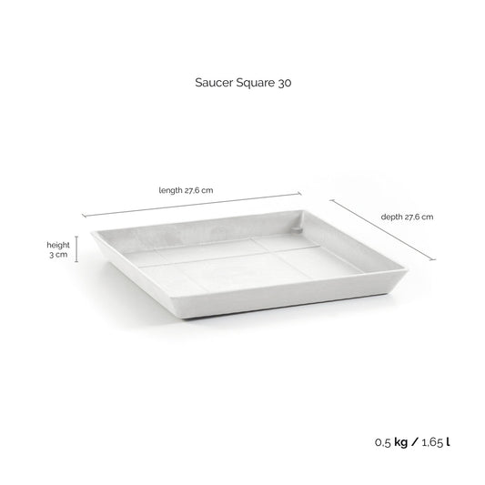 Kukkaruukku - Ecopots - Aluslautanen Rotterdam 30cm valkoinen - Ecopots - Uuden aikakauden kukkaruukku kierrätysmateriaalista