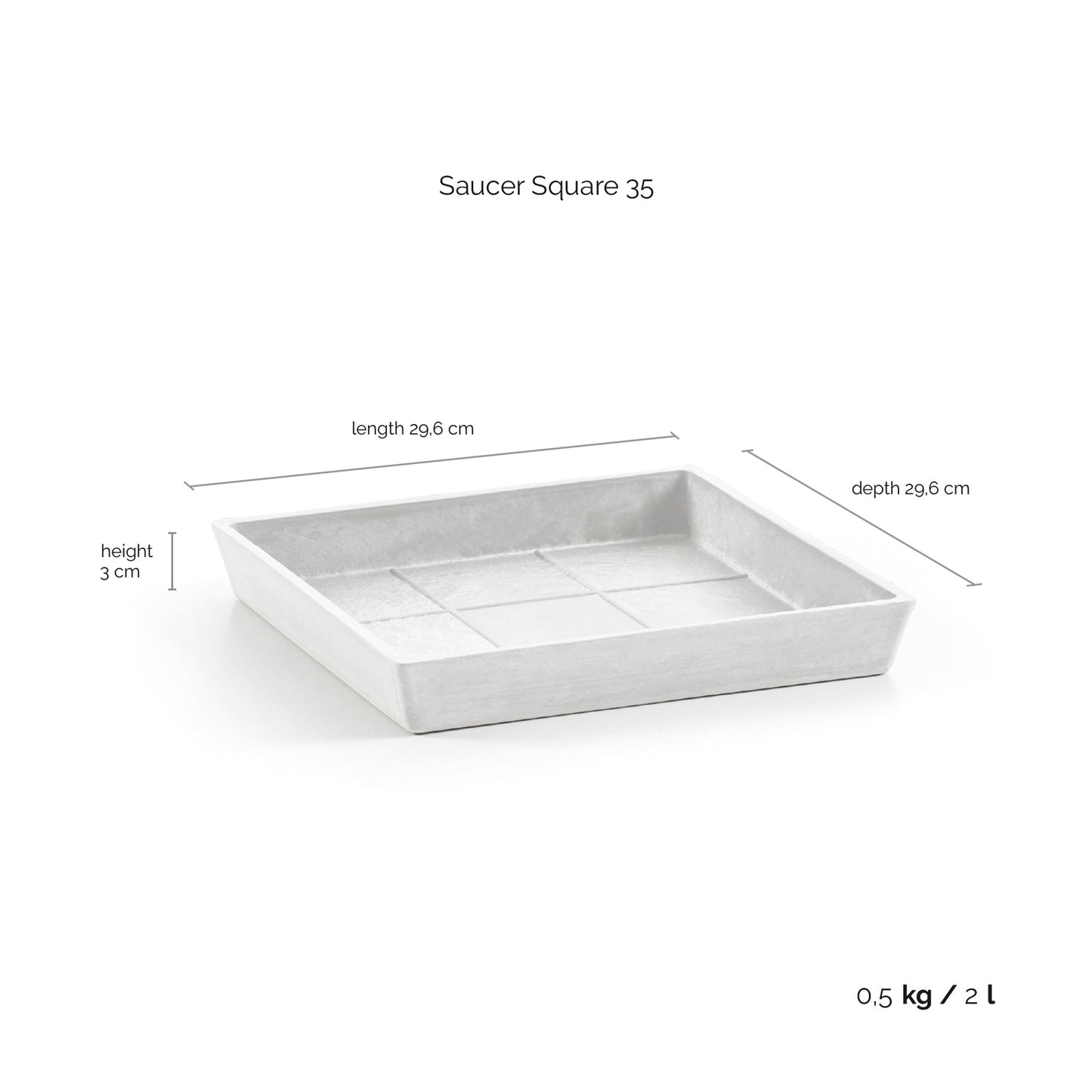 Kukkaruukku - Ecopots - Aluslautanen Rotterdam 35cm valkoinen - Ecopots - Uuden aikakauden kukkaruukku kierrätysmateriaalista