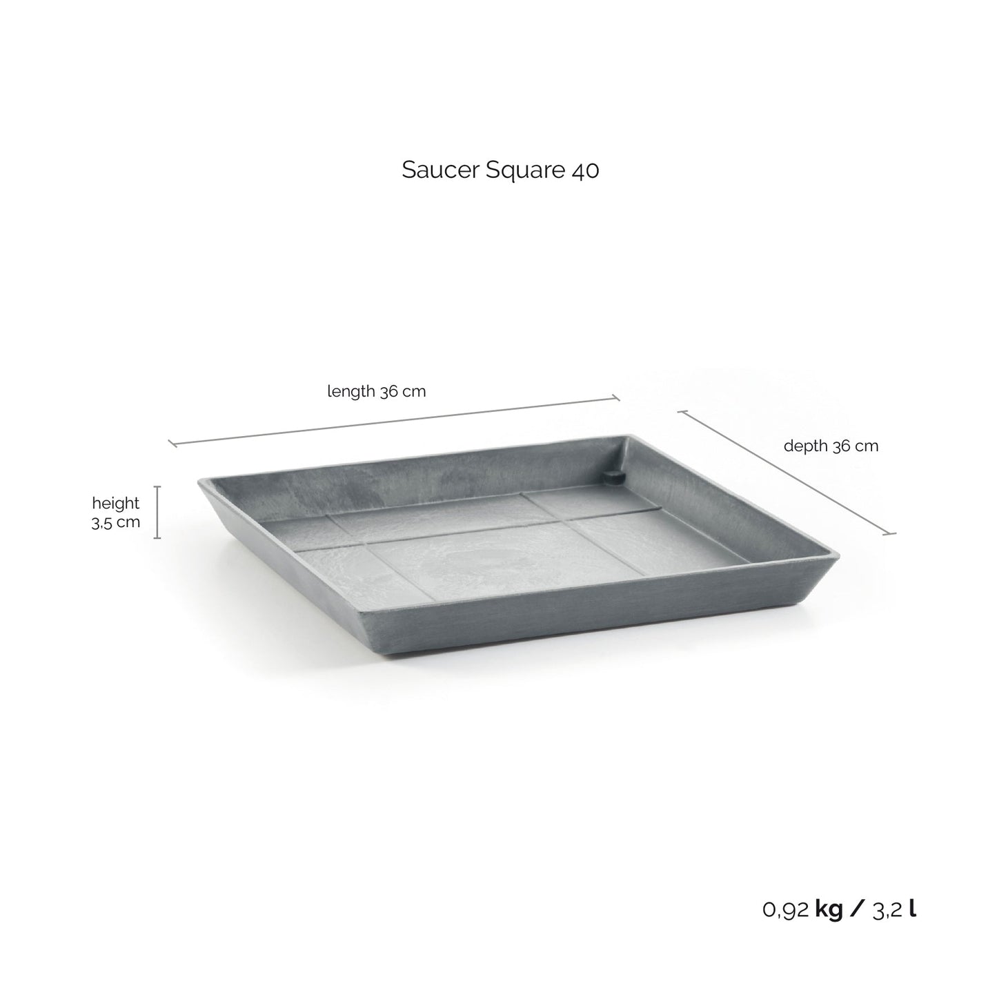 Kukkaruukku - Ecopots - Aluslautanen Rotterdam 40cm siniharmaa - Ecopots - Uuden aikakauden kukkaruukku kierrätysmateriaalista