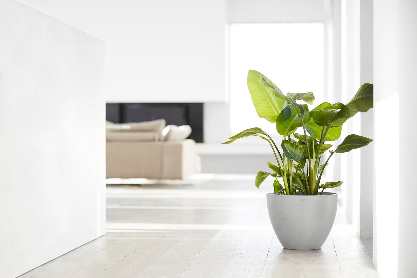 Kukkaruukku - Ecopots - Antwerpen 40cm valkoharmaa - Ecopotskauppa - Uuden aikakauden kukkaruukku