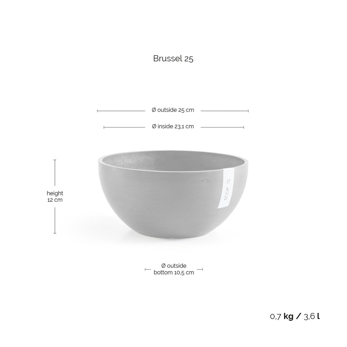 Kukkaruukku - Ecopots - Brysseli 25cm siniharmaa - Ecopotskauppa - Uuden aikakauden kukkaruukku