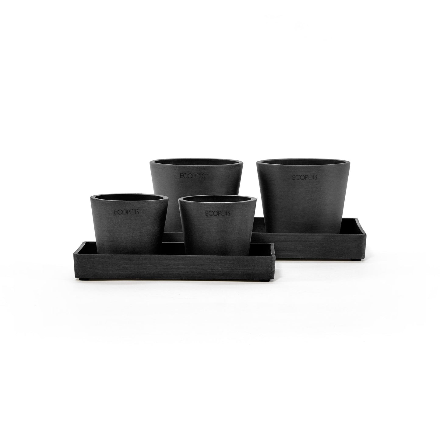 Kukkaruukku - Ecopots - Esillepanotarjotin 25cm tummanharmaa - Ecopotskauppa - Uuden aikakauden kukkaruukku