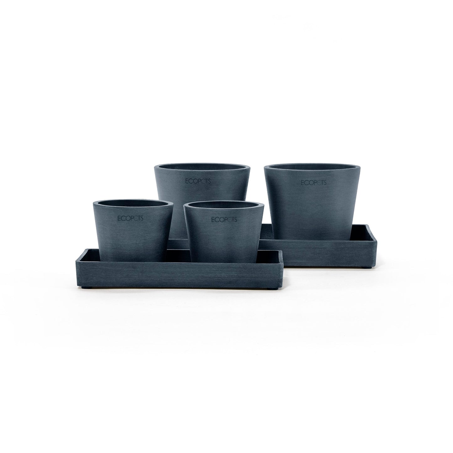 Kukkaruukku - Ecopots - Esillepanotarjotin 25cm tummansininen - Ecopotskauppa - Uuden aikakauden kukkaruukku