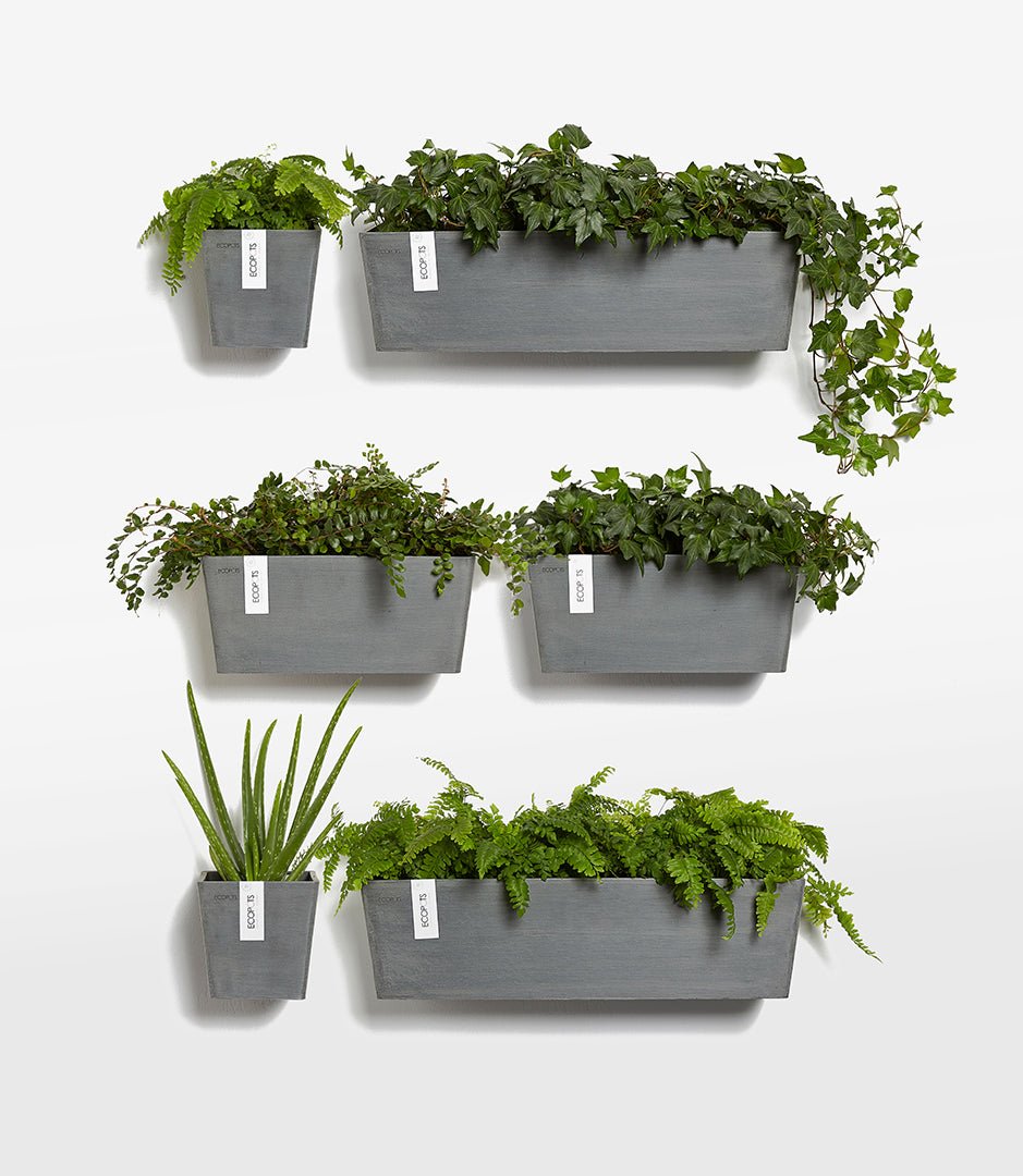 Kukkaruukku - Ecopots - Manhattan seinä 35cm harmaa - Ecopotskauppa - Uuden aikakauden kukkaruukku