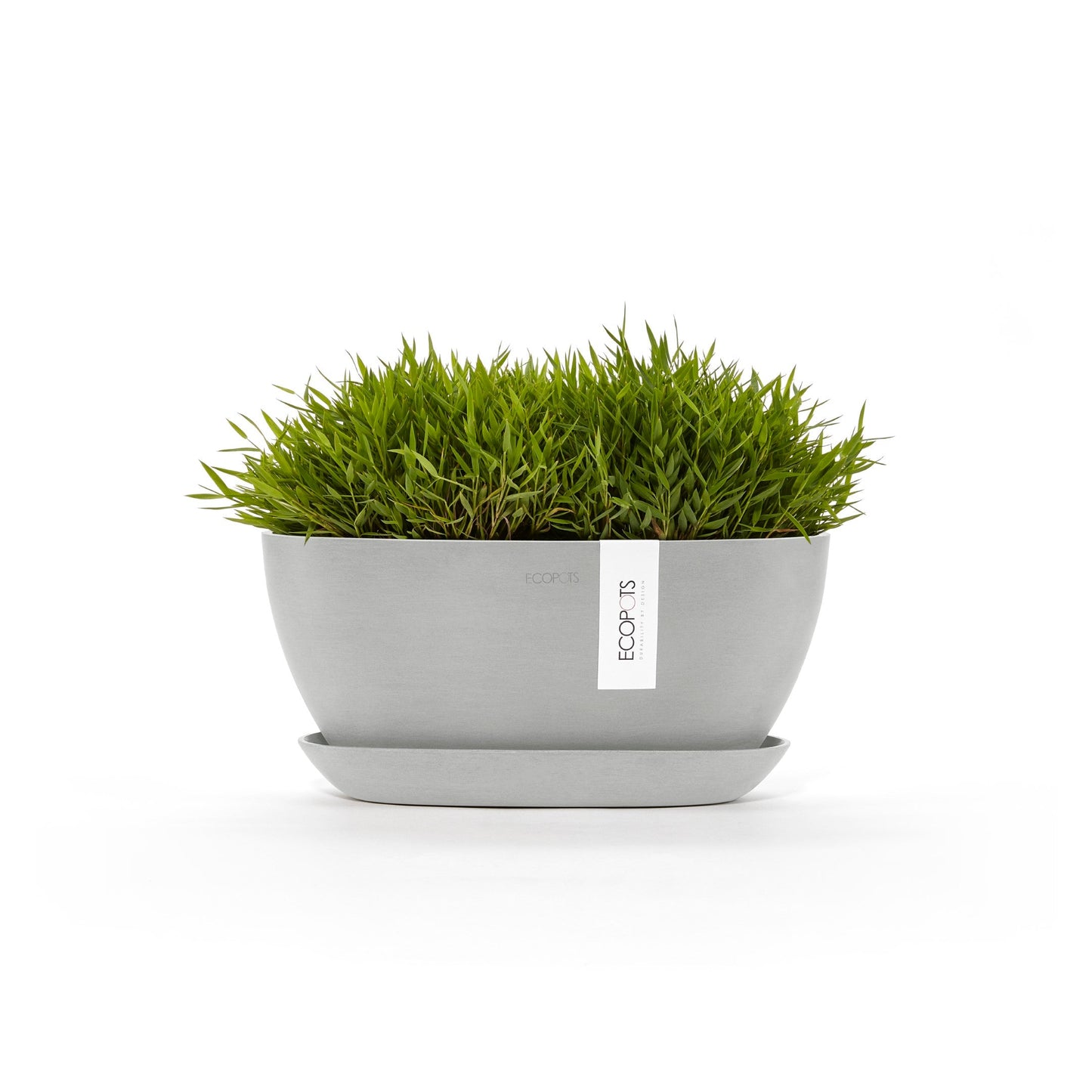 Kukkaruukku - Ecopots - Sofia 30cm valkoharmaa & aluslautanen - Ecopotskauppa - Uuden aikakauden kukkaruukku