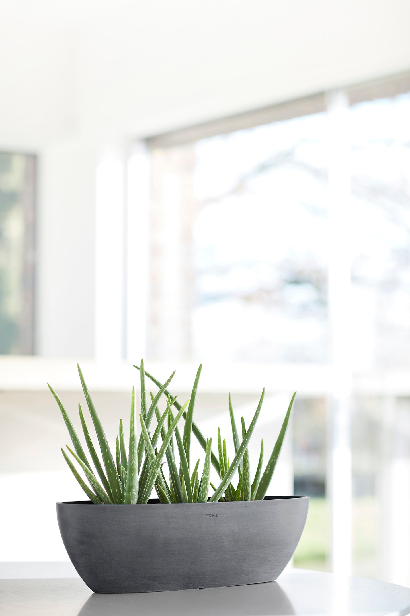 Kukkaruukku - Ecopots - Sofia pitkä 56cm harmaa - Ecopotskauppa - Uuden aikakauden kukkaruukku