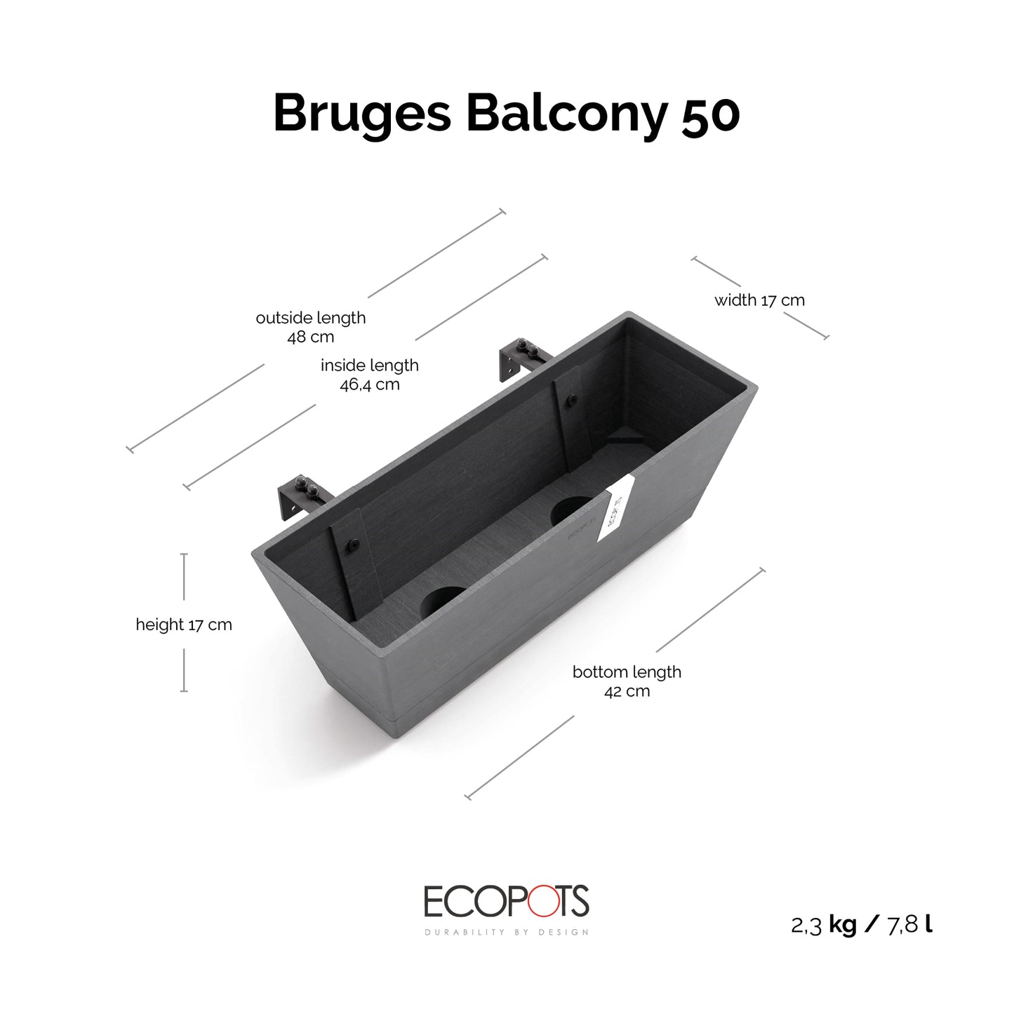 Riputatav lillepott Bruge 50cm hall