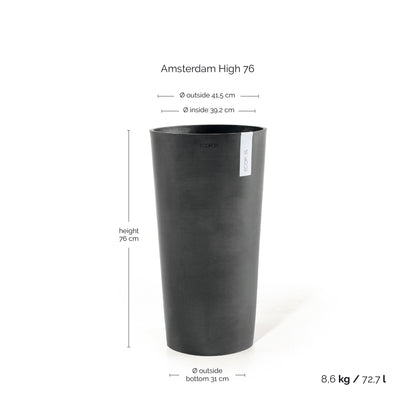Kukkaruukku Amsterdam korkea 76cm tummanharmaa – mittapiirros