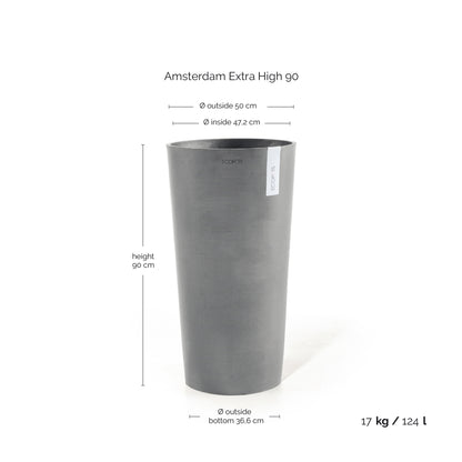 Kukkaruukku Amsterdam korkea 90cm harmaa – mittapiirros