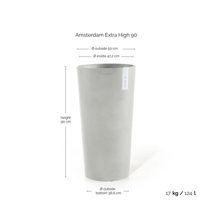 Kukkaruukku Amsterdam korkea 90cm valkoharmaa – mittapiirros