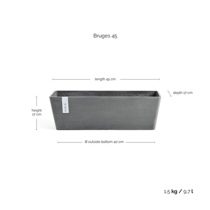 Kukkaruukku Bruge 45cm harmaa – mittapiirros