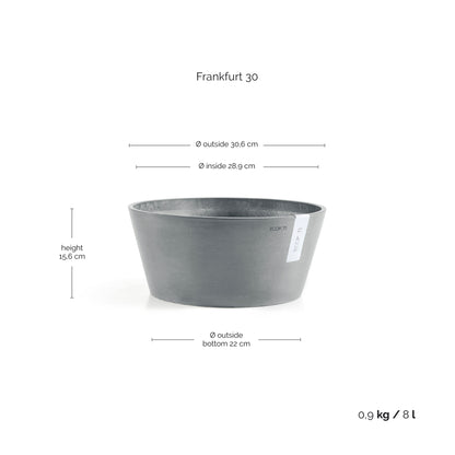 Kukkaruukku Frankfurt 30cm siniharmaa – mittapiirros