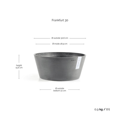 Kukkaruukku Frankfurt 30cm harmaa – mittapiirros