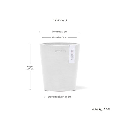 Kukkaruukku Morinda 11cm valkoinen – mittapiirros