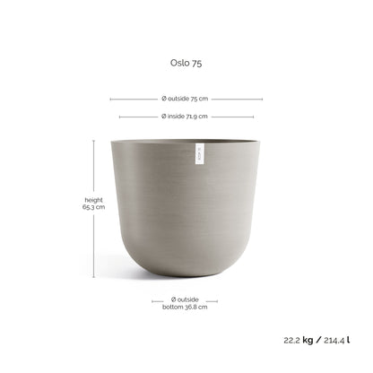 Kukkaruukku Oslo 75cm taupe – mittapiirros