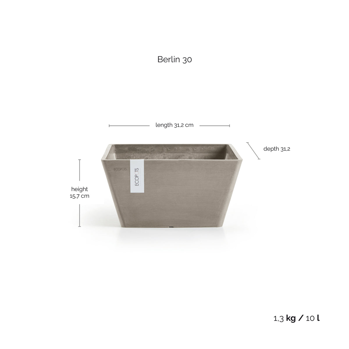 Kukkaruukku Berliini 30cm taupe – mittapiirros