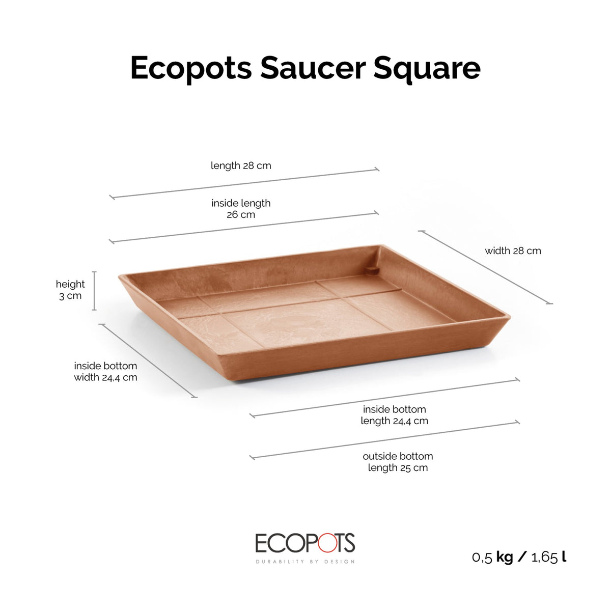 Aluslautanen Rotterdam 30cm terracotta – mittapiirros