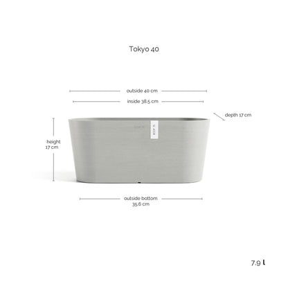 Kukkaruukku Tokio 40cm valkoharmaa – mittapiirros