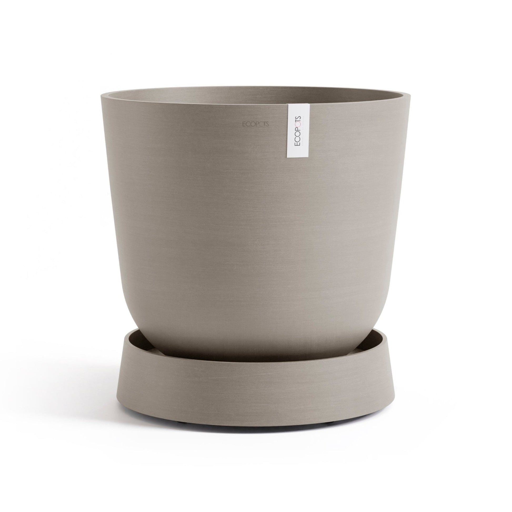 Kukkaruukku - Ecopots - Aluslautanen Oslo pyörillä 45cm taupe - Ecopots - Uuden aikakauden kukkaruukku kierrätysmateriaalista