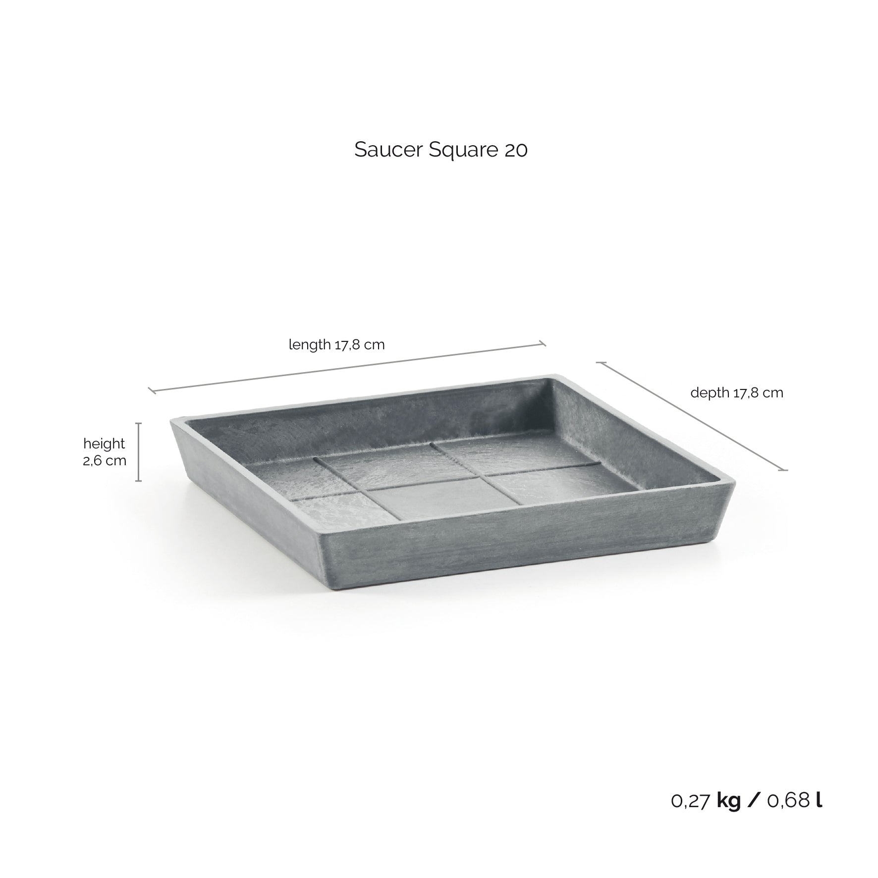 Kukkaruukku - Ecopots - Aluslautanen Rotterdam 20cm siniharmaa - Ecopots - Uuden aikakauden kukkaruukku kierrätysmateriaalista