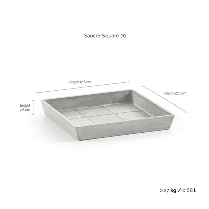 Kukkaruukku - Ecopots - Aluslautanen Rotterdam 20cm valkoharmaa - Ecopots - Uuden aikakauden kukkaruukku kierrätysmateriaalista