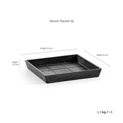 Kukkaruukku - Ecopots - Aluslautanen Rotterdam 25cm tummanharmaa - Ecopots - Uuden aikakauden kukkaruukku kierrätysmateriaalista