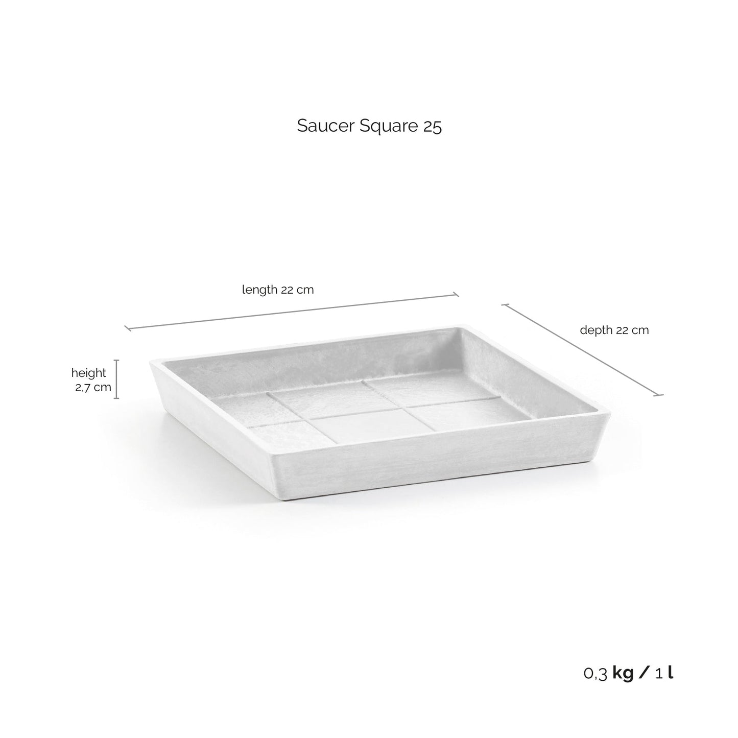 Kukkaruukku - Ecopots - Aluslautanen Rotterdam 25cm valkoinen - Ecopots - Uuden aikakauden kukkaruukku kierrätysmateriaalista