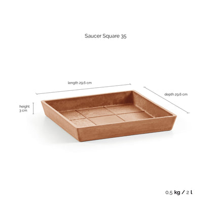 Kukkaruukku - Ecopots - Aluslautanen Rotterdam 35cm terracotta - Ecopots - Uuden aikakauden kukkaruukku kierrätysmateriaalista