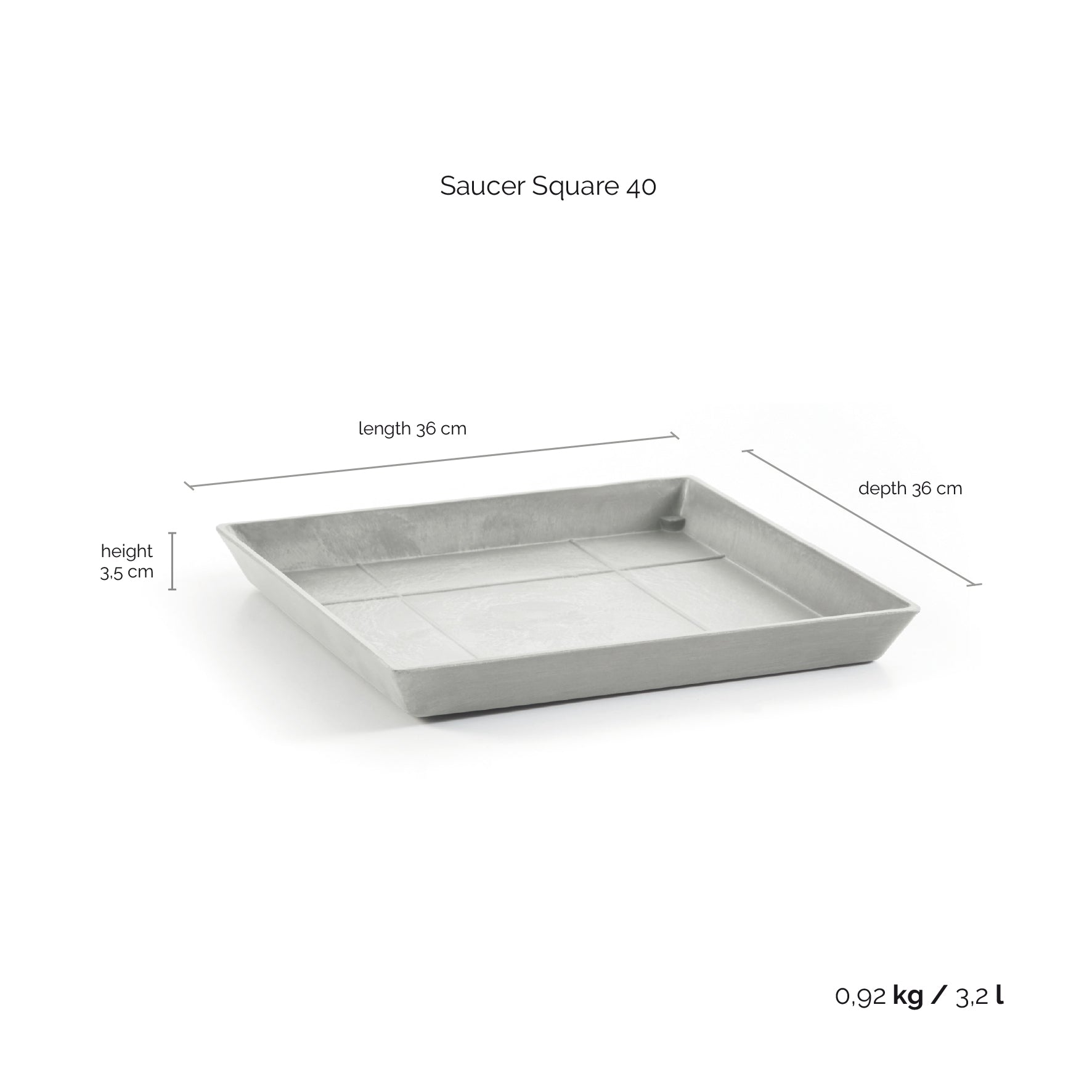 Kukkaruukku - Ecopots - Aluslautanen Rotterdam 40cm valkoharmaa - Ecopots - Uuden aikakauden kukkaruukku kierrätysmateriaalista