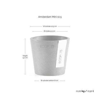 Kukkaruukku - Ecopots - Amsterdam 10,5cm taupe - Ecopotskauppa - Uuden aikakauden kukkaruukku