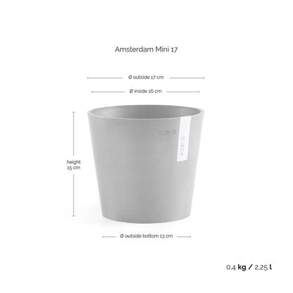 Kukkaruukku - Ecopots - Amsterdam 17cm harmaa - Ecopotskauppa - Uuden aikakauden kukkaruukku
