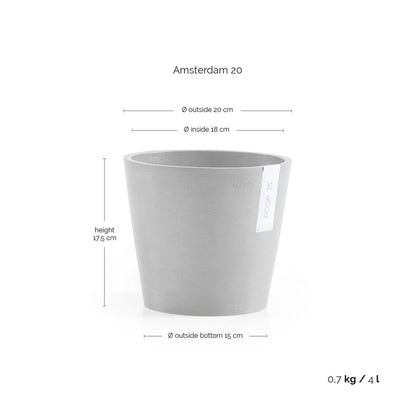 Kukkaruukku - Ecopots - Amsterdam 20cm harmaa - Ecopotskauppa - Uuden aikakauden kukkaruukku
