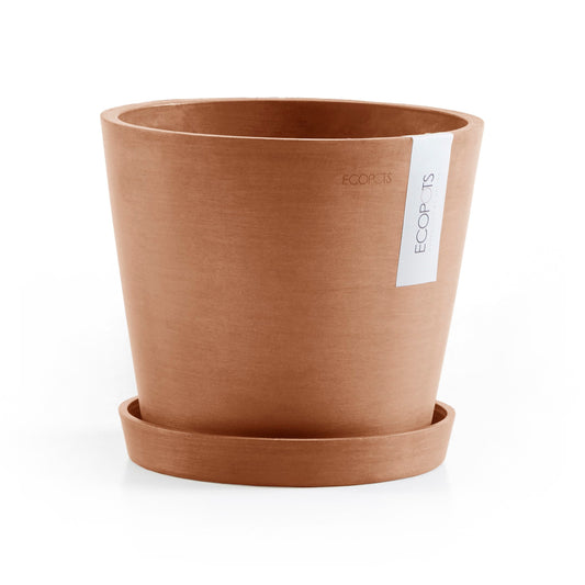 Kukkaruukku - Ecopots - Amsterdam aluslautanen 20cm terracotta - Ecopotskauppa - Uuden aikakauden kukkaruukku