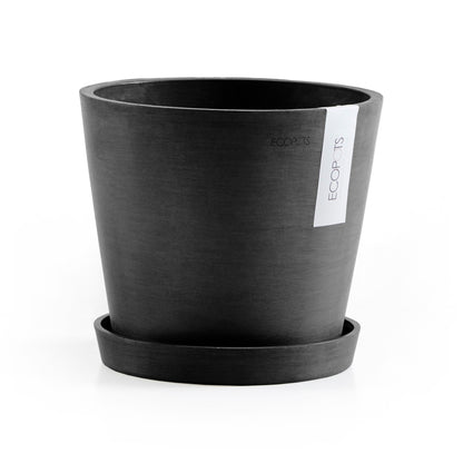 Kukkaruukku - Ecopots - Amsterdam aluslautanen 20cm tummanharmaa - Ecopotskauppa - Uuden aikakauden kukkaruukku