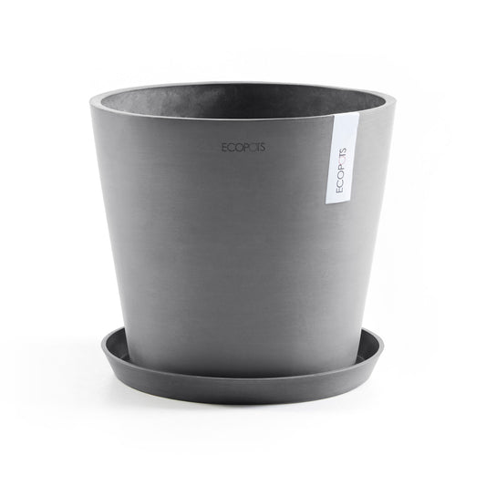 Kukkaruukku - Ecopots - Amsterdam aluslautanen 30cm harmaa - Ecopotskauppa - Uuden aikakauden kukkaruukku