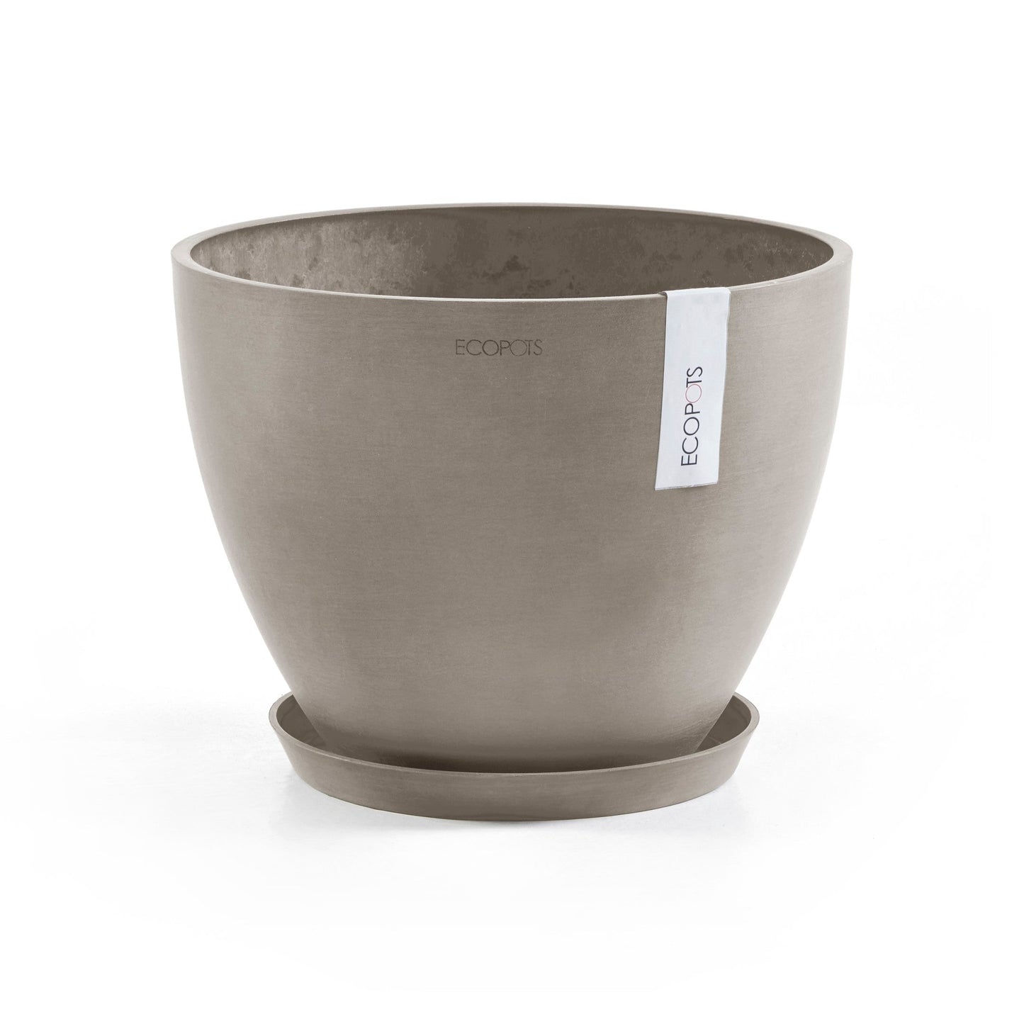 Kukkaruukku - Ecopots - Amsterdam aluslautanen 30cm taupe - Ecopotskauppa - Uuden aikakauden kukkaruukku