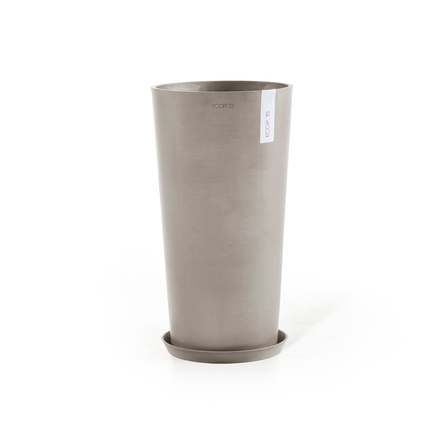 Kukkaruukku - Ecopots - Amsterdam aluslautanen 30cm taupe - Ecopotskauppa - Uuden aikakauden kukkaruukku