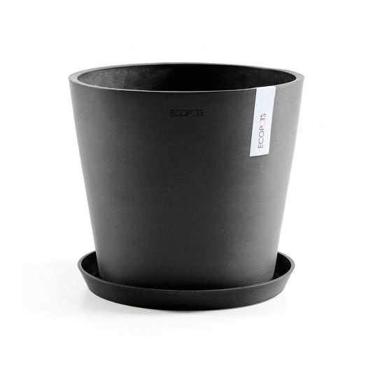 Kukkaruukku - Ecopots - Amsterdam aluslautanen 40cm tummanharmaa - Ecopotskauppa - Uuden aikakauden kukkaruukku