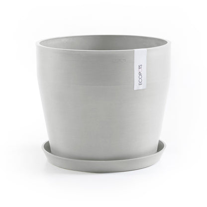 Kukkaruukku - Ecopots - Amsterdam aluslautanen 40cm valkoharmaa - Ecopotskauppa - Uuden aikakauden kukkaruukku
