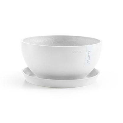 Kukkaruukku - Ecopots - Amsterdam aluslautanen 40cm valkoinen - Ecopotskauppa - Uuden aikakauden kukkaruukku