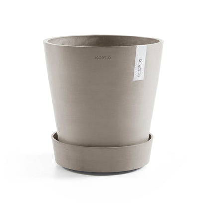 Kukkaruukku - Ecopots - Amsterdam aluslautanen pyörillä 40cm taupe - Ecopotskauppa - Uuden aikakauden kukkaruukku