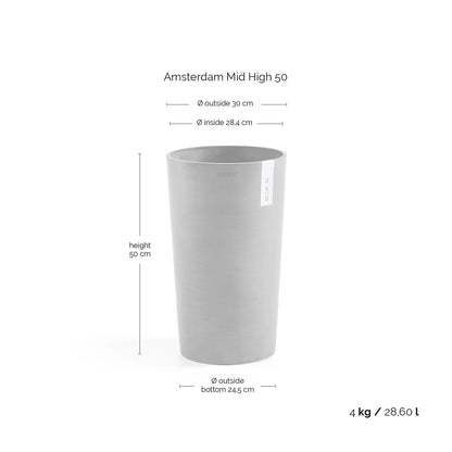 Kukkaruukku - Ecopots - Amsterdam keskikorkea 50cm siniharmaa - Ecopotskauppa - Uuden aikakauden kukkaruukku