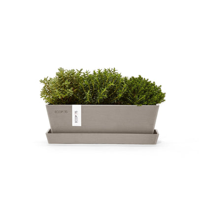 Kukkaruukku - Ecopots - Kukkaruukku Bruge 25cm + aluslautanen taupe - Ecopots - Uuden aikakauden kukkaruukku kierrätysmateriaalista