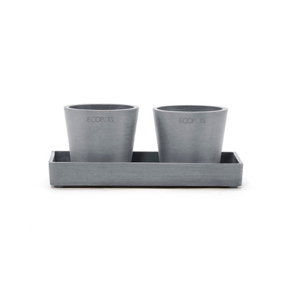 Kukkaruukku - Ecopots - Kukkaruukku esillepanotarjotin 20cm siniharmaa - Ecopots - Uuden aikakauden kukkaruukku kierrätysmateriaalista