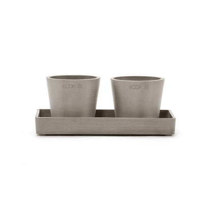 Kukkaruukku - Ecopots - Kukkaruukku esillepanotarjotin 20cm taupe - Ecopots - Uuden aikakauden kukkaruukku kierrätysmateriaalista