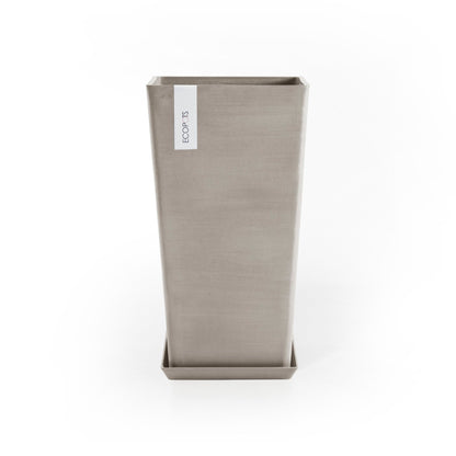 Kukkaruukku - Ecopots - Kukkaruukku Rotterdam keskikorkea 56cm taupe - Ecopots - Uuden aikakauden kukkaruukku kierrätysmateriaalista