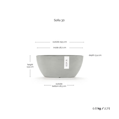Kukkaruukku - Ecopots - Kukkaruukku Sofia 30cm valkoharmaa - Ecopots - Uuden aikakauden kukkaruukku kierrätysmateriaalista